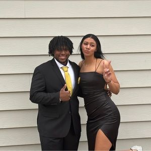 Black slick dress